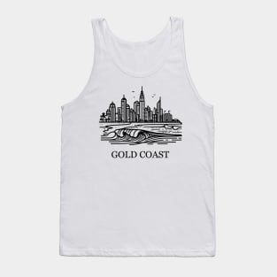 gold coast australia city simple line art illustration Tank Top